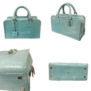 Loewe Handbag Crocodile Blue Amazona